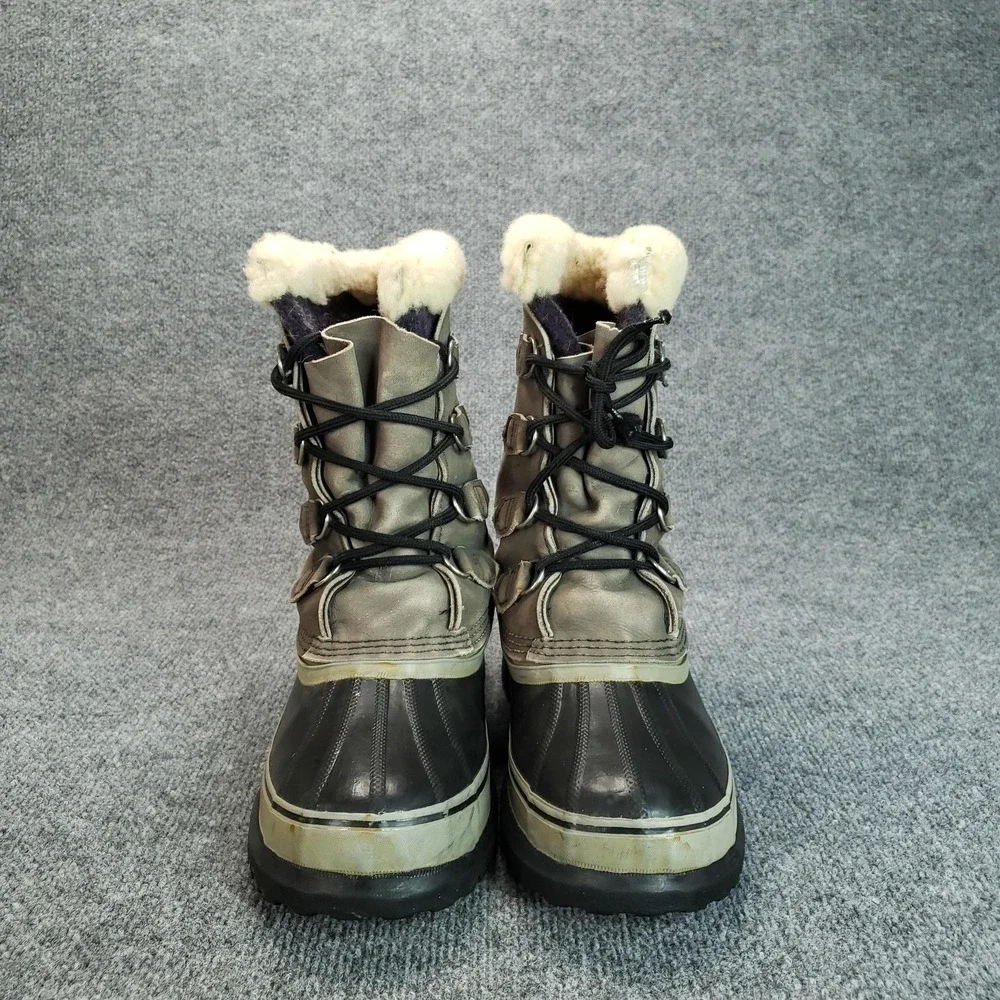 Sorel Caribou Boots Mens Size 10 Green Nubuck Insulated Waterproof Wool Lined
